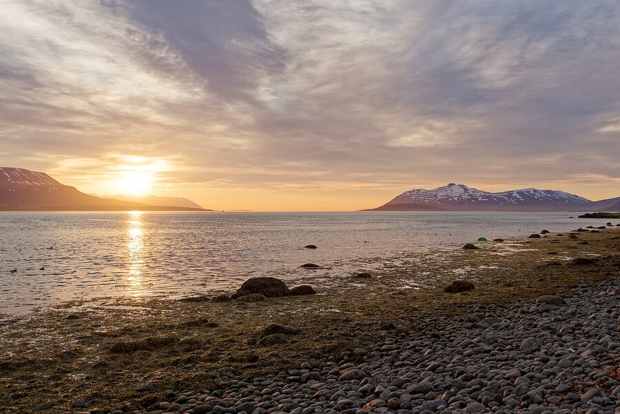 Sunset over Eyjafjordur near Akureyri