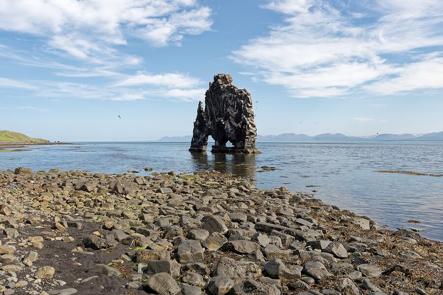 Hvitserkur basalt sea stack on Vatnsnes peninsula