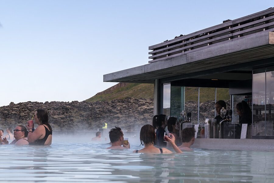 Edge of the Blue Lagoon pool with bathers