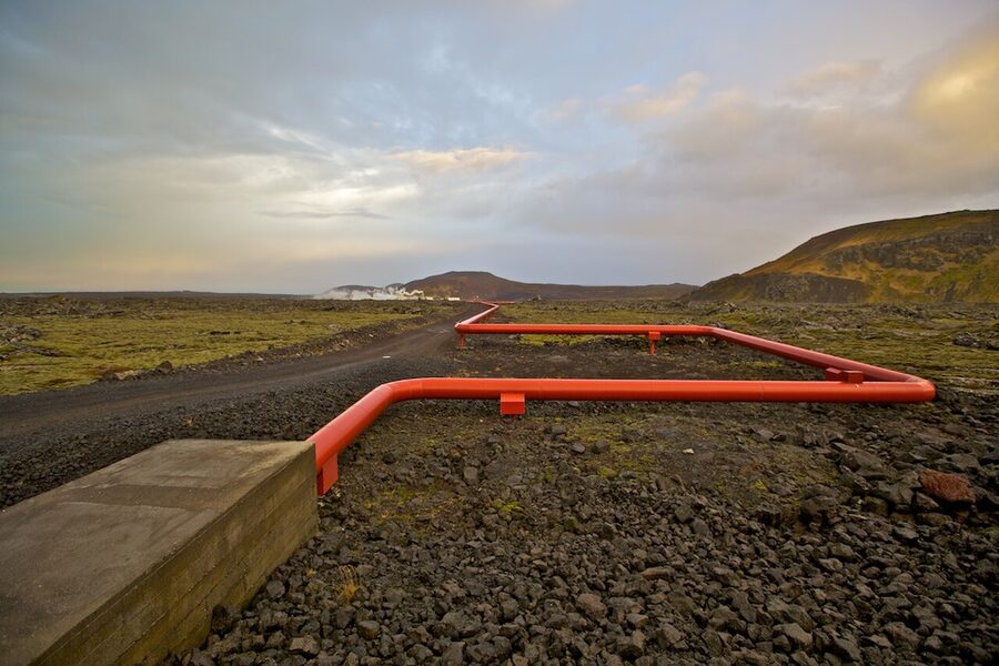 The Svartsengi geothermal power plant beside the Blue Lagoon