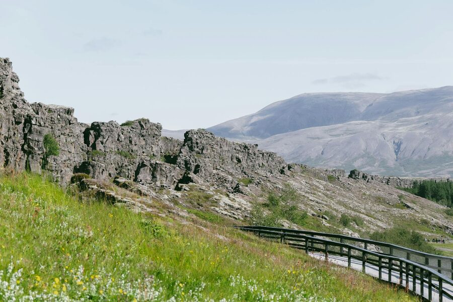 Footpath through the rift valley at Thingvellir