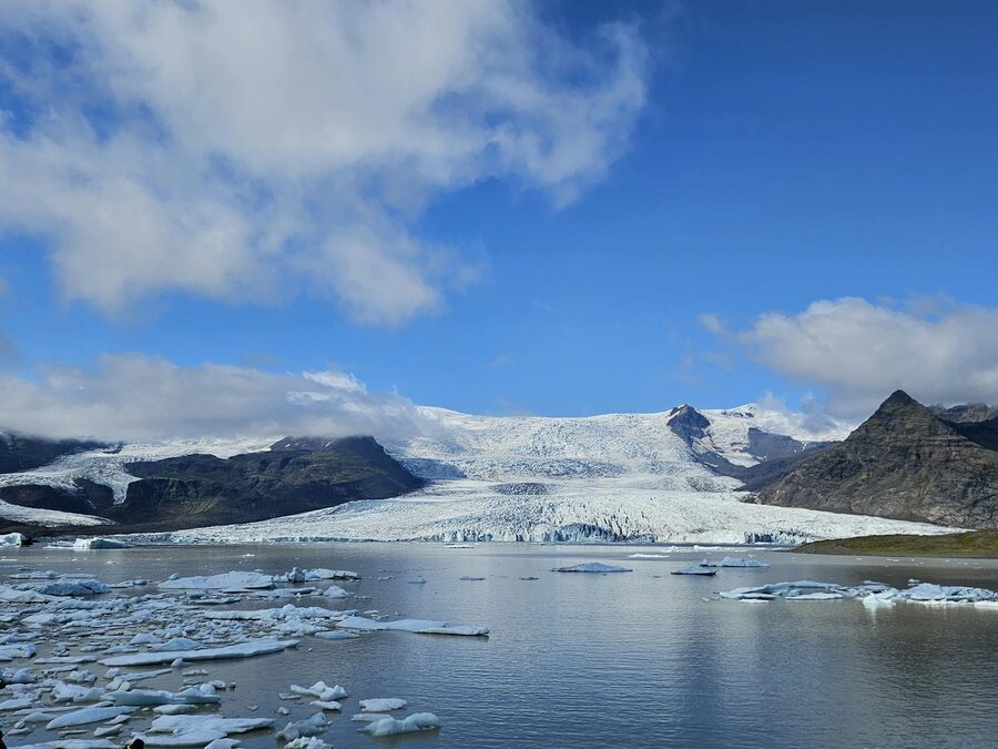 Wide view of the Vatnajokull glacier in Iceland