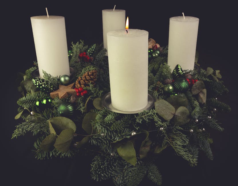 Advent wreath with four Christmas candles
