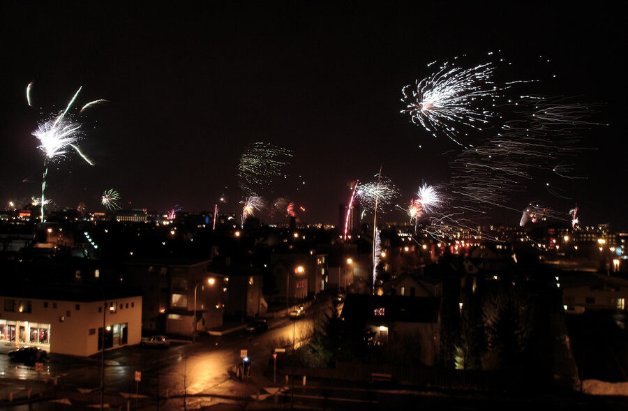 New Year's Eve fireworks over Reykjavik