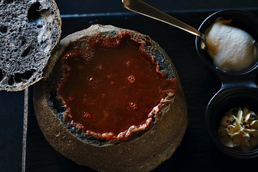 Icelandic lamb soup served in a bread bowl