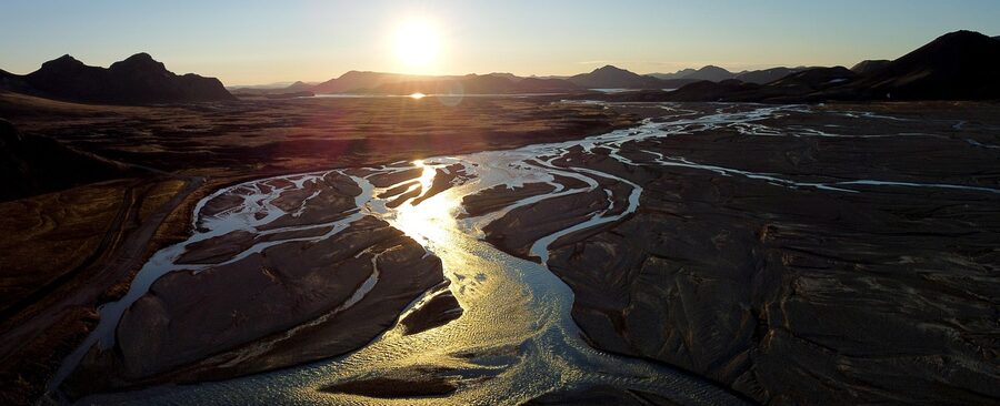 Iceland Ring Road with volcanic landscape and mountains