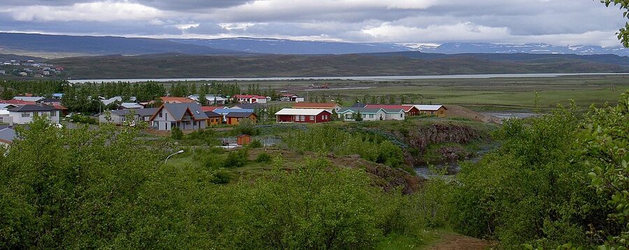 Egilsstadir the administrative town of East Iceland from above