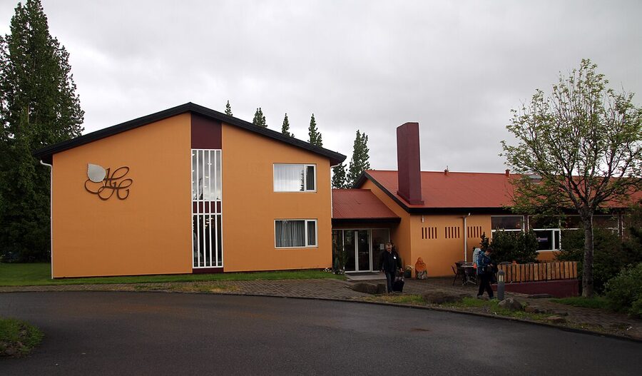 Hotel building at Hallormsstadur near the largest forest in Iceland