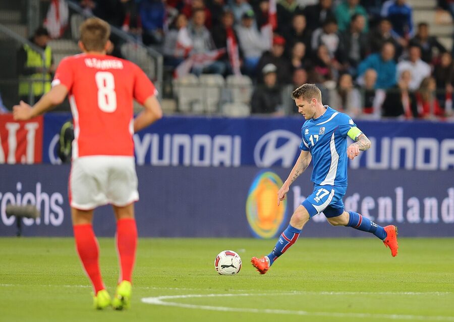 Aron Gunnarsson of Iceland during a 2014 match