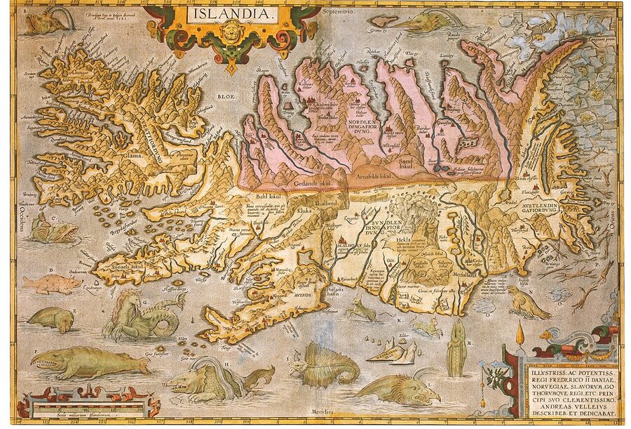 Sixteenth-century map of Iceland from the Theatrum Orbis Terrarum atlas