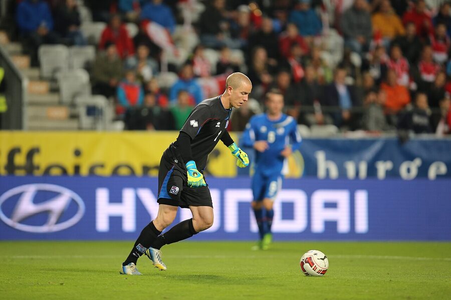 Hannes Halldórsson goalkeeper of Iceland in 2014 international match