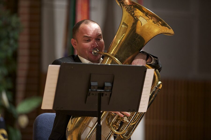 Iceland Symphony Orchestra principal tuba performing at Harpa
