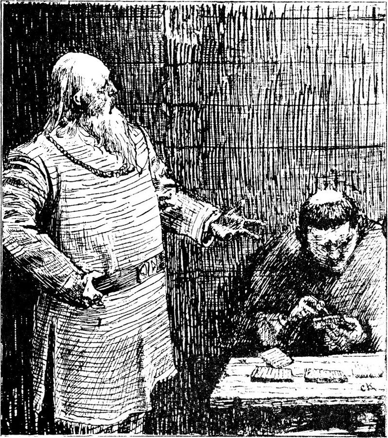 Christian Krohg illustration of Snorri Sturluson for the 1899 Heimskringla edition