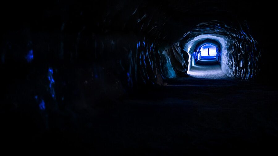 Inside the Langjokull ice tunnel Into the Glacier