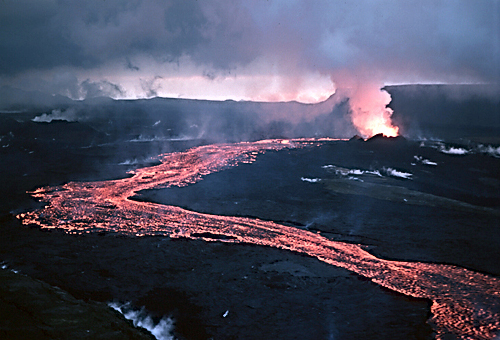 Lava flow at Krafla volcano in 1984, Iceland