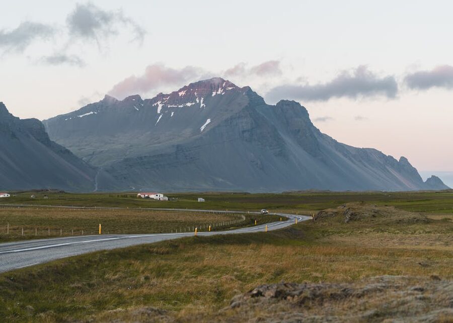 The ring road in Iceland at twilight