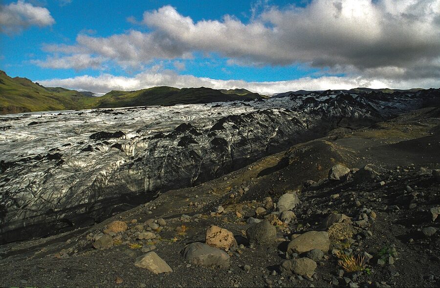 Icefall on Solheimajokull glacier in Iceland
