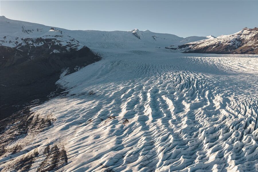 Aerial view of Vatnajokull glacier in Iceland