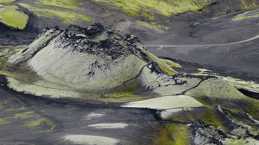The Lakagigar row of volcanic craters in southern Iceland
