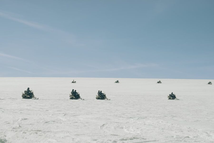 Snowmobiling on Langjokull glacier
