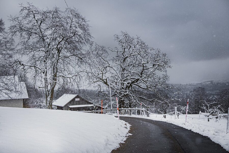 Icelandic road winter snow