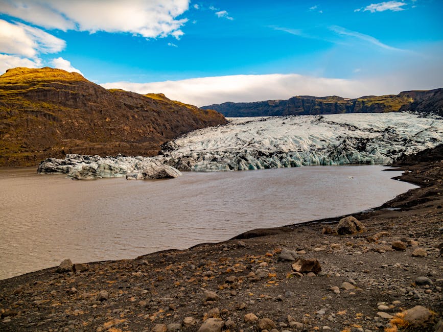 Solheimajokull dark glacier outlet