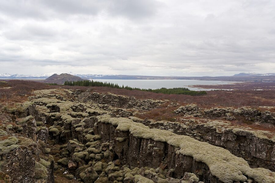 Þingvellir National Park panorama with rift valley