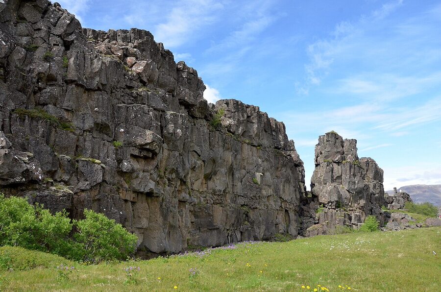 Path through Almannagja fissure at Thingvellir