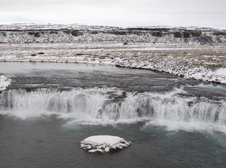 Faxi waterfall with salmon ladder