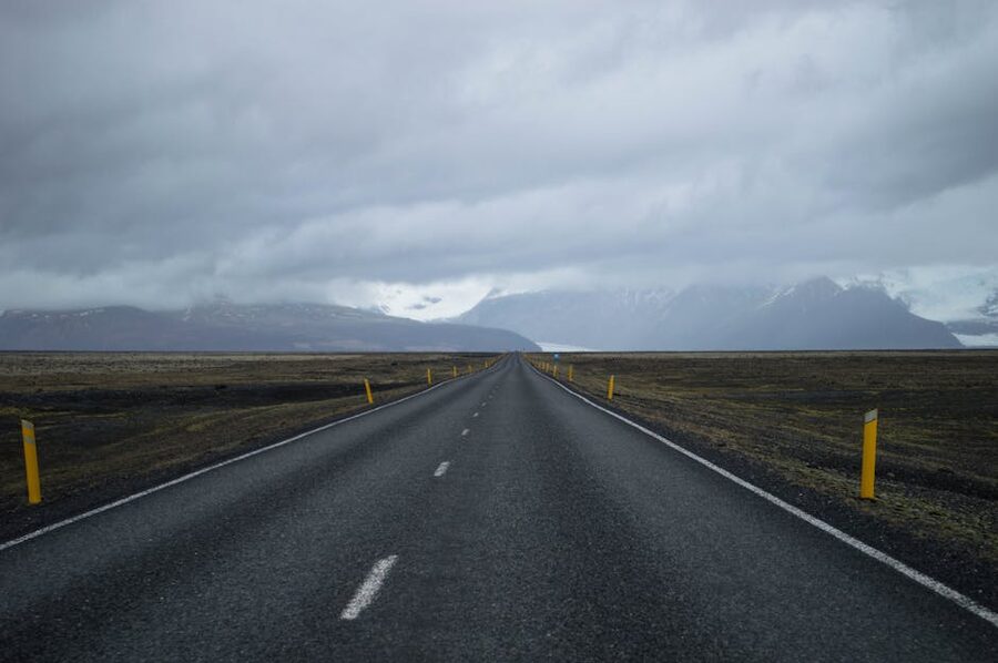 Empty Iceland road on the Golden Circle drive