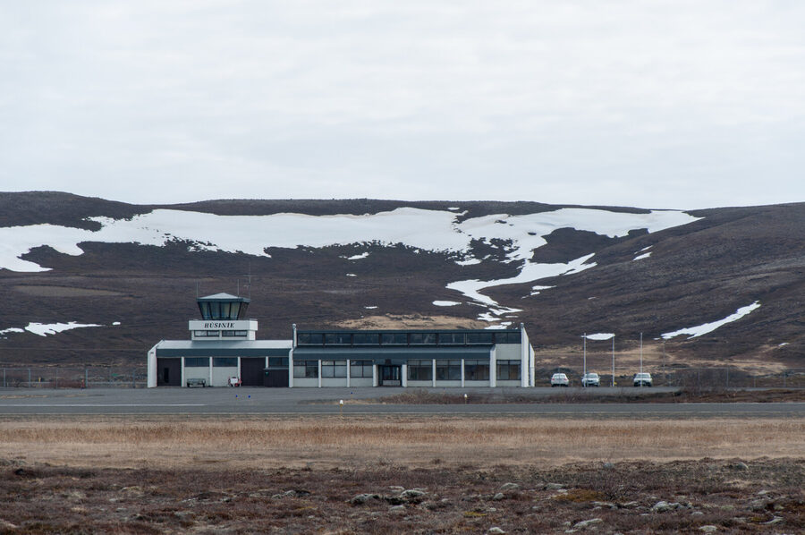 Husavik town view and surrounding north Iceland landscape