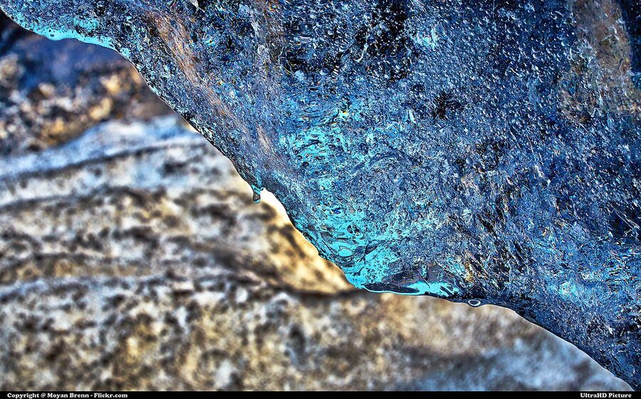 Blue glacier ice texture in a Vatnajokull cave