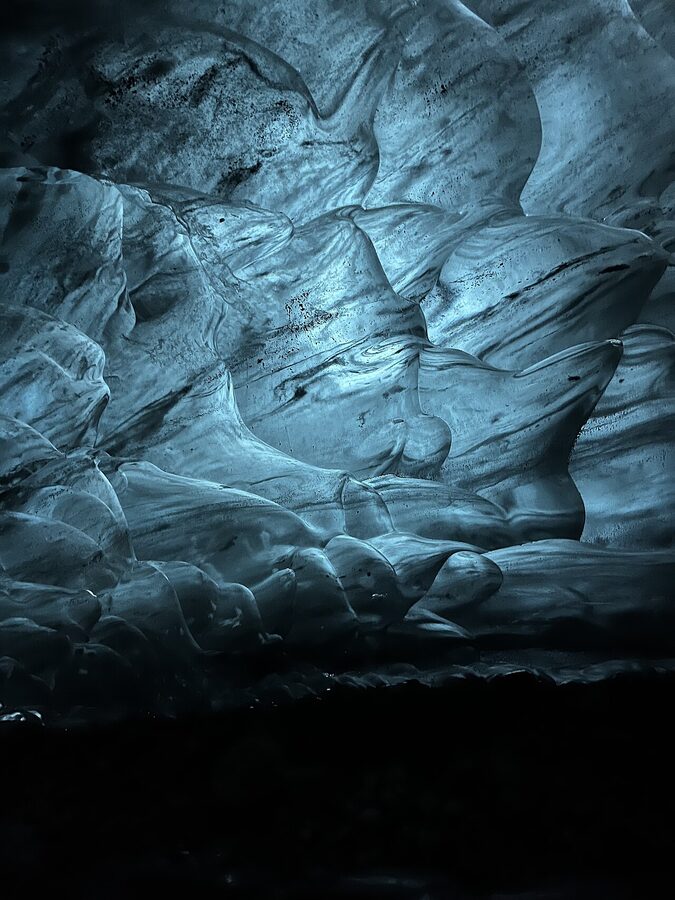 Light through glacier ice