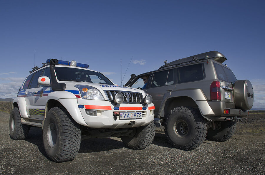 Super-jeep on the Icelandic glacier moraine