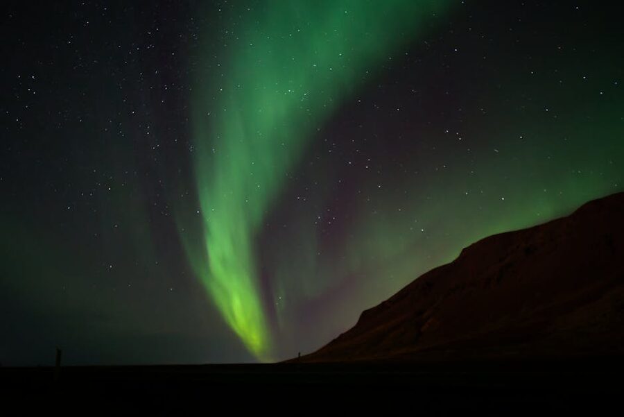 Aurora over Selfoss town in south Iceland