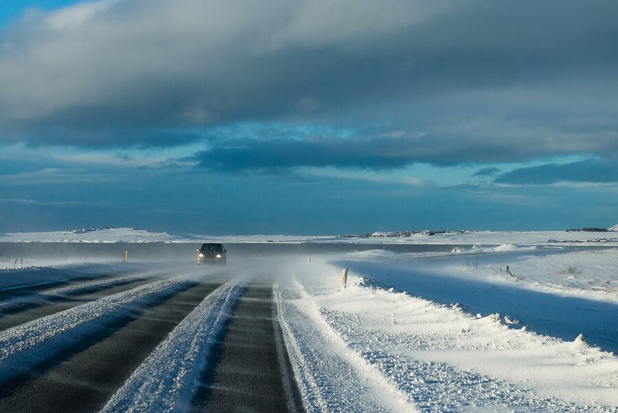 Iceland driving in challenging conditions