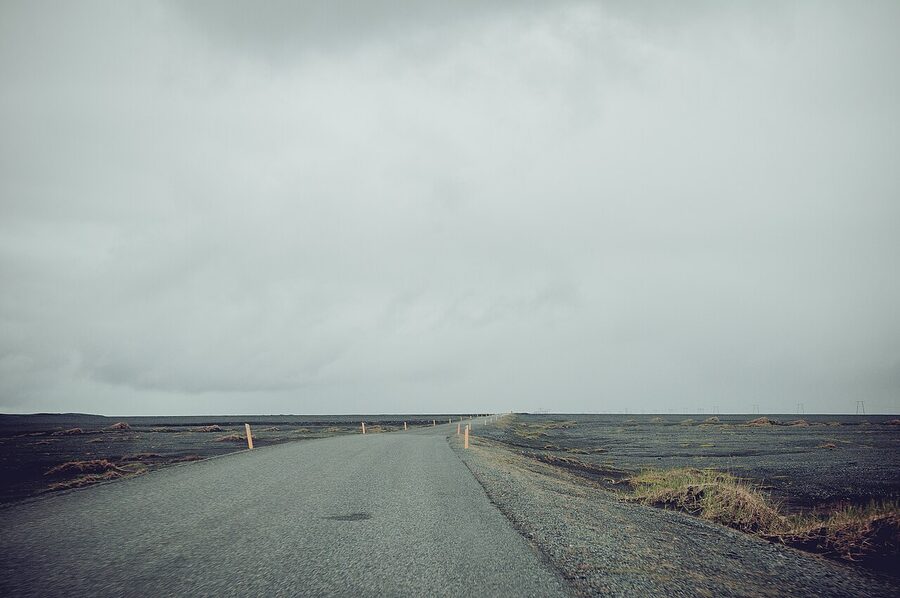 Mountains and meadow from Iceland Ring Road