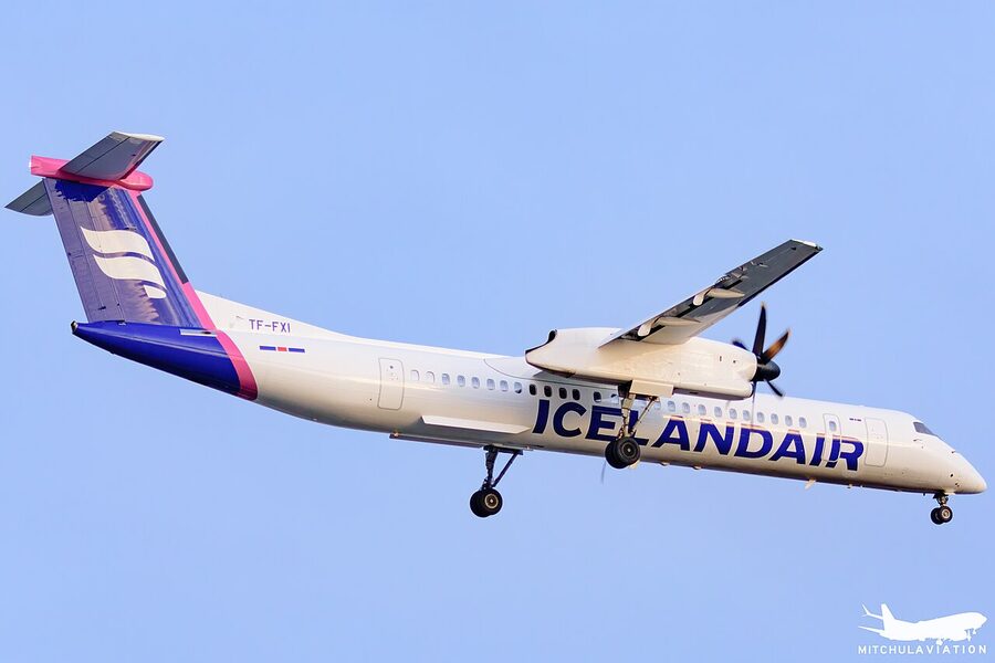 De Havilland Dash 8 turboprop at Reykjavik domestic airport RKV