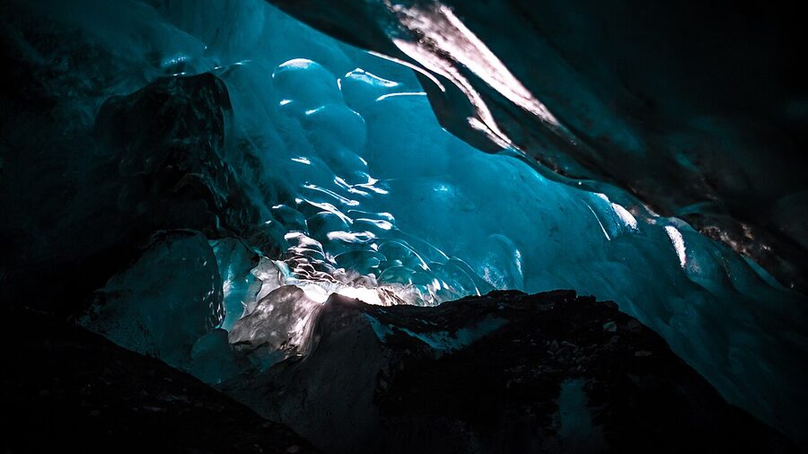 Falljokull ice formations in Vatnajokull National Park Iceland
