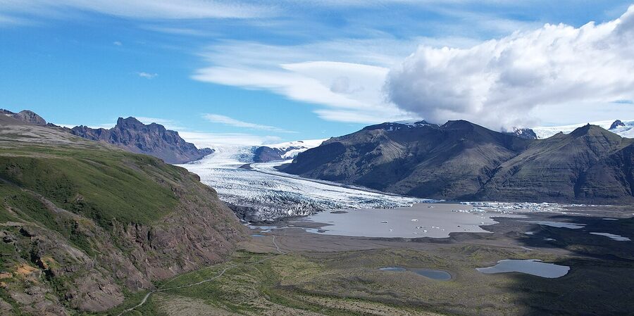 Aerial view of Skaftafellsjökull glacier in Iceland
