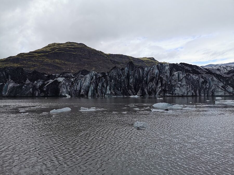 Blue ice formation on Sólheimajökull glacier in Iceland