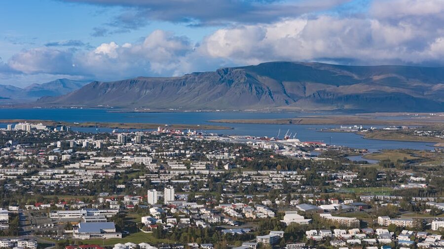 Reykjavik harbour at dusk