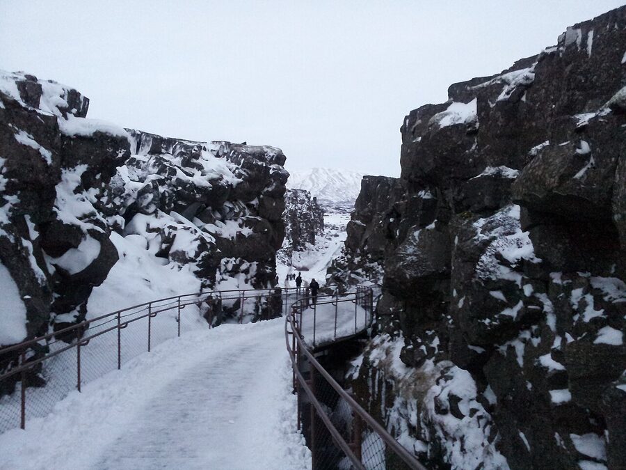 Thingvellir National Park rift valley in winter Iceland