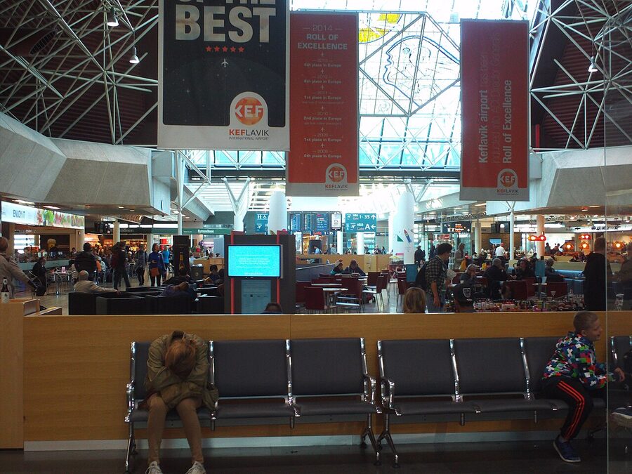 Inside the Keflavik International Airport terminal Iceland