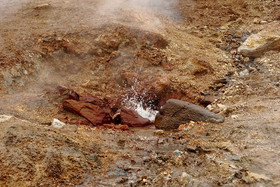 Reykjadalur hot river outside Reykjavik in summer