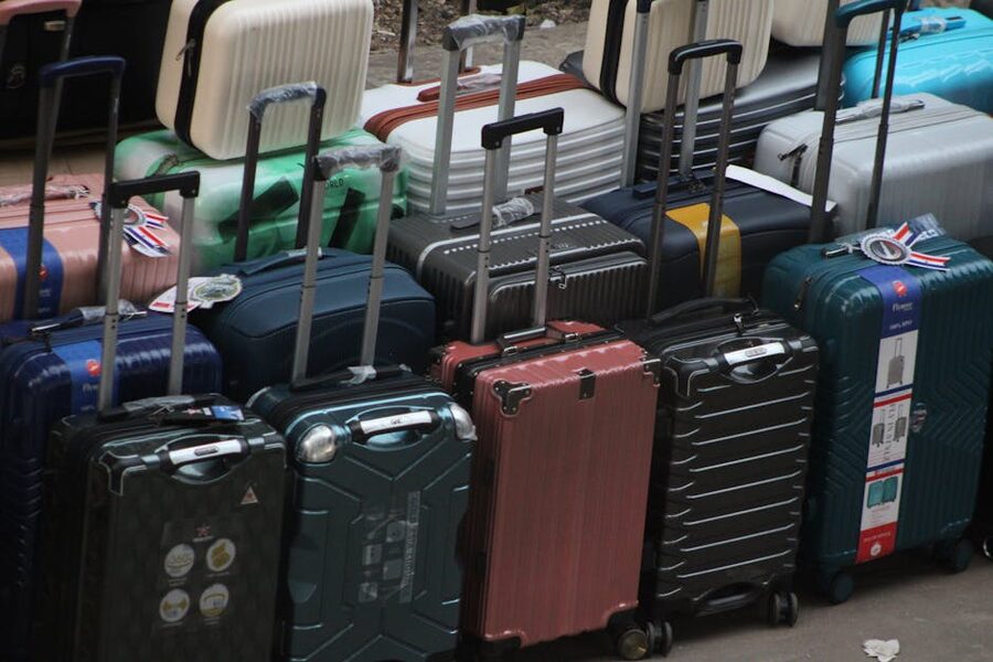 Variety of suitcases neatly arranged for travel