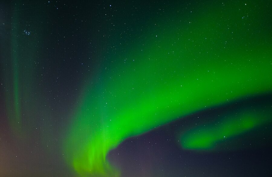 Aurora over an Icelandic landscape