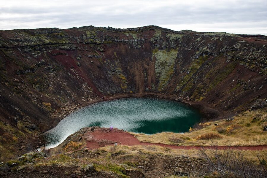 Askja crater and surrounding lunar landscape in the Iceland highlands