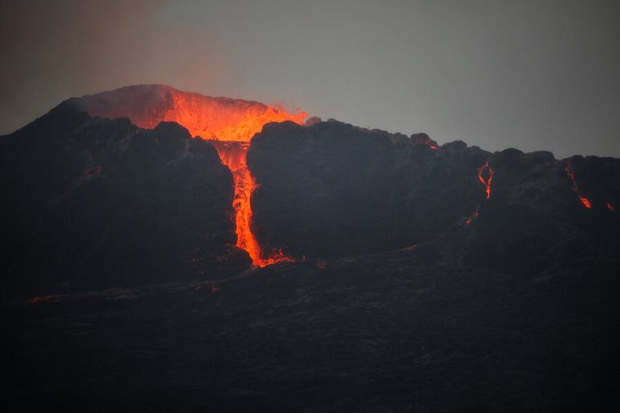 Lava flow during the Fagradalsfjall eruption on Iceland's Reykjanes peninsula