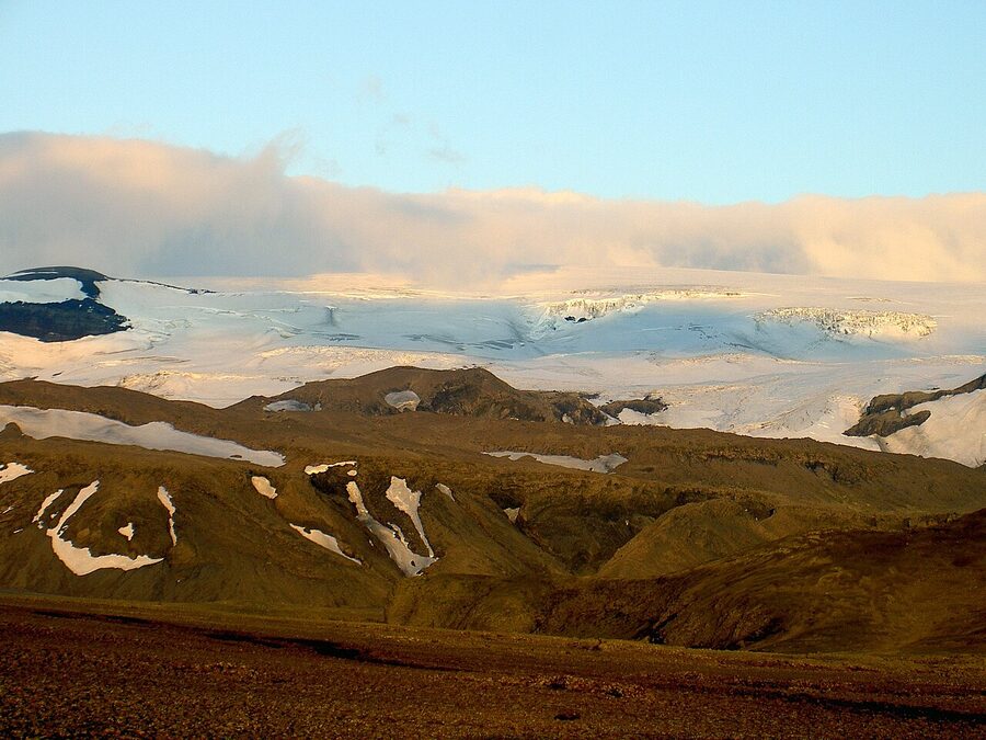 Langjökull glacier overview in west Iceland